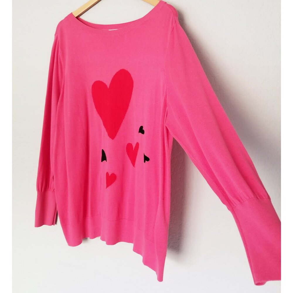 Chico’s Big Heart Pink Pullover Sweater Lightweight Jumper Plus Size XXL $90 - Picture 14 of 16